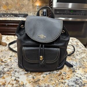 Coach Black Leather Backpack
